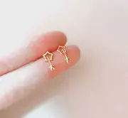 Tiny Gold Double Stars Stud Earrings