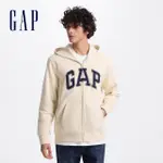 【GAP】男女同款 LOGO刺繡刷毛連帽外套 碳素軟磨系列-米色(609115)