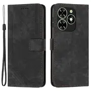 Wallet Design Line Imprinted PU Leather Case For Transsion Infinix Smart 8 4G, Skin-Friendly Touch