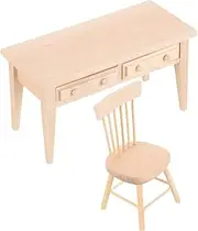 ifundom Tiny Wooden Desk Chair 1/12 Scale Miniature Furniture Micro Landscape Decoration for Mini House