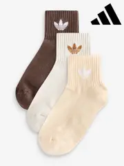 adidas Brown Mid Ankle Socks 3 Pack (318129) | $46