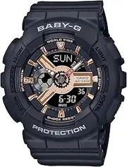 [Casio] Baby G BA110XRG-1A Analog Digital Black Strap Women's Watch, Black/Rose Gold Dial, 46.3 × 43.4 × 15.8 mm