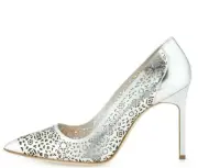 New Manolo Blahnik BB 105 BBMI Laser SILVER Patent Shoes 37 40 40.5 41 Wedding