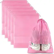[COIDEA] Shoe Bags for Travel, Drawstring Travel Shoe Bags for Packing, Dustproof Portable Travel Shoe Storage Bag for Men and Women, Pink, X-Large, 5 Pack