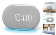 Auto-Dimmable Sound Machine Alarm Clock with Night Light, 20 Soothing A-grey