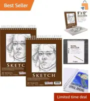 Spiral Bound 9x12 Heavy-Weight Sketch Books - 60 Sheets, Ideal for All Media