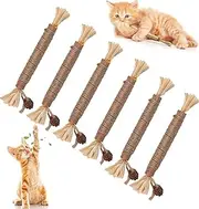 Catnip Toys 6 Pcs Silvervine Chew Stick Natural Silvervine Blend Sticks Cat nips Interactive Kitten Dental Toy for Kittens Teeth Cleaning Indoor Cats
