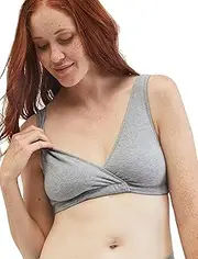 [Motherhood Maternity] Women's Soft Cotton Spandex Wrap Front Maternity & Nursing Sleep Bralette Bra S-3x