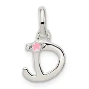 Sterling Silver Letter D With Enamel Pendant