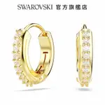 SWAROVSKI 施華洛世奇 MATRIX 大圈耳環 圓形切割, 白色, 鍍金色色調