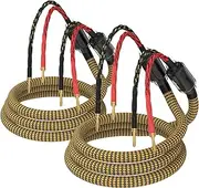 Tertullus HiFi OFC Audiophile Speaker Cable, Nylon Braid Gold Plated Banana Plug Cable,with 8 Banana Plugs,(10ft 3m)