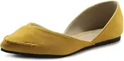 [Ollio] Women's Shoe Faux Suede Light Comfort Stitching D'Orsay Pointed Toe Ballet Flats F78