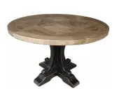 VALENTINA ROUND DINING TABLE 150CM- DISTRESSED BLACK BASE