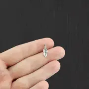 BULK 100 Feather Antique Silver Tone Charms 2 Sided - SC6193