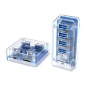 Transparent USB HUB Adapter 4 Ports 5Gbps Fast Transfer USB Adapter Extender
