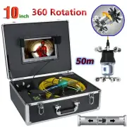 50M Sewer Pipe Pipeline Drain Inspection Video System 10"LCD 360 Degree Camera
