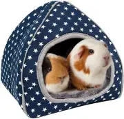 Guinea Pig Pet Bed Cave Cozy Hamster House Large Hideout Ferret Blue Star Nest