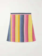 [SINDISO KHUMALO] SINDISO KHUMALO - Jemma Striped Linen-canvas Mini Skirt - Yellow - UK 6 UK 6 Yellow
