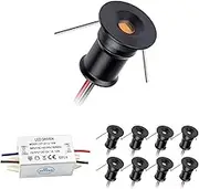 HHTUN 902 Led Mini Downlight DC12V 1W,Suitable for bookcases,cabinets,and Various Display cabinets as Decorative Lights,Embedded Installation,Soft Lighting,with Power Supply (6000K,Black,9Pack)