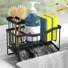 Sink Caddy Sponge Holder for Kitchen with Brush Holder and Stainless Steel Self
