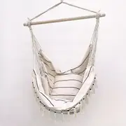 Soho Hanging Hammock Chair Pinstripe Cream + 2 Cushions