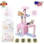 Interactive Flower Cat Tree for Small Cats - 3 Scratching Posts & Hammock