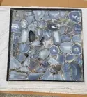 Square Gray Agate Centerpice Table Healing Crysal Stone Handmade Arts Furniture