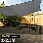 NNEDPE 280GSM Outdoor Sun Shade Sail Canopy Grey - 3m x 2.5m