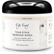Eye Envy Tear Stain Wipes for Cats | Textured to Gently Clean, Treats The Cause of Staining | 100% Natural Formula | Recommended by Persian & Exotic Breeders, Vets, Groomers | 60 Ct