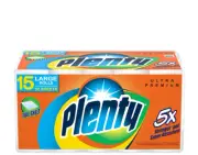 PLENTY Ultra Premium Full Sheet Paper Towels, White, 15 Total Rolls