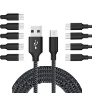 Catzon 1M 2M 3M 10Packs Micro USB Cable Nylon Braided W Phone Cable Fast Charger Cable USB Cord -Black Gray