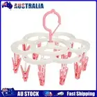 16 Clips Folding Clothes Hanger Sock Dryer Socks Underwear Drying Rack(Pink)