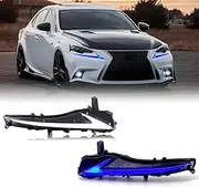 HCMOTIONZ HCmotion LED Daytime Running Light DRL Compatible For Lexus IS250/350/300 2013 2014 2015 2016 Blue W/Start up Animation With Sequential Turn Signal (‎HC-IS-6095A)