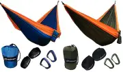 JoshNAh Double Camping Hammock with Tree Straps & Aluminum Carabiners - COMPLETE