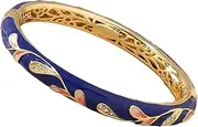 [Generic] Cloisonne Bangle,Cloisonne Handcrafted Gorgeous Rhinestone Gold Hinged Cuff Bracelet Bangles | Bracelets for Women, Fashion Jewelry for Everyday Style and Special Occasions