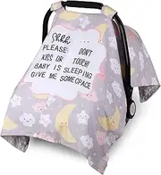 Metplus 2 in 1 Writing Style Baby Car Seat Cover, Car Seat Canopy for Babies, Mom Multiuse Nursing Cover, Minky Baby Carrier Covers, Newborn Boy Girl, Peekaboo Opening