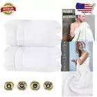 Extra Large 35x70 Bath Towels - 2 Pack White Quick-Dry Cotton Comfort Sheets