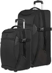 Apex Exec Wheeled Rolling Duffel, 8-Day Capacity, Soft-Shell Luggage, Men's and Women's - Blue/Green, Black, 2-Piece Set (20/28), Swissgear Apex Exec Wheeled Rolling Duffel Bag