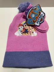 Nickelodeon Paw Patrol Girls Winter Hat, and Kids Gloves Set= New With Tags