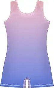 [GAIGEO] Toddler Gymnastics Leotards for Girl Unitards Active Dance Outfits Shorts Blush Pink Royal Blue Gradient 2-3t
