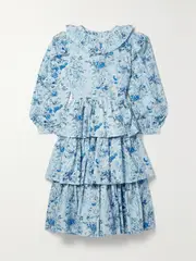 [BATSHEVA] BATSHEVA - + Laura Ashley Welsh Ruffled Floral-print Cotton-poplin Dress - Blue - US4 US 4 Blue