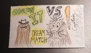 COUSIN IT vs CAPTAIN CAVEMAN 3x5 fine art sketch card 1/ 1 ORIGINAL by DH