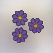 Purple Flowers Patches - Embroidered/Iron/Sew/Stitch/Glue On - Cute - Set of 3