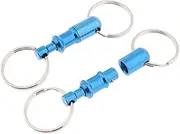 [F Fityle] 2PCS Detachable Keychain, Quick Release Pull Apart Breakaway Key Rings Lock Holder Dual Split Rings for Handy Outdoor Travel Accessories