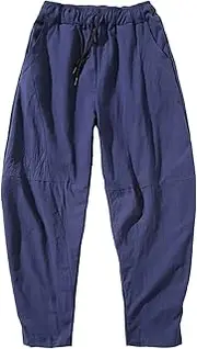 [Maiyifu-GJ] Men's Casual Baggy Harem Pant Lightweight Elastic Waist Yoga Beach Pants Linen Drawstring Lounge Pajama Jogger