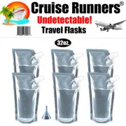 Cruise Ship Flask Kit 32oz Runners Rum Alcohol Liquor Smuggle Sneak Booze Bags