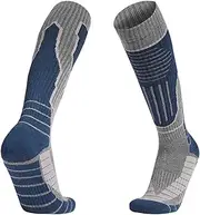 [VKEID] Ski Socks Men's Outdoor Ski Socks Warm Non-Slip Towel Bottom Thickened Tall Sports Mountaineering Socks (Color : Dark Blue, Size : X-Large)
