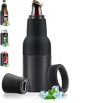 HOLADAWN Beer Bottle and Can Cooler with Opener, Vacuum Insulated Double Walled Stainless Steel Slim Bottle Holder (12 oz)