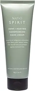 Natio Australia Spirit Hemp + Muntrie Hardworking Hand Cream 90g - Hemp Seed, Muntrie Berry & Lilly Pilly - Hydrating, Replenishing & Fragrance Free - Made in Australia