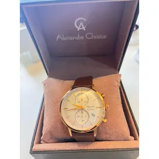 Alexandre Christie 金匡白底雙眼日期手錶